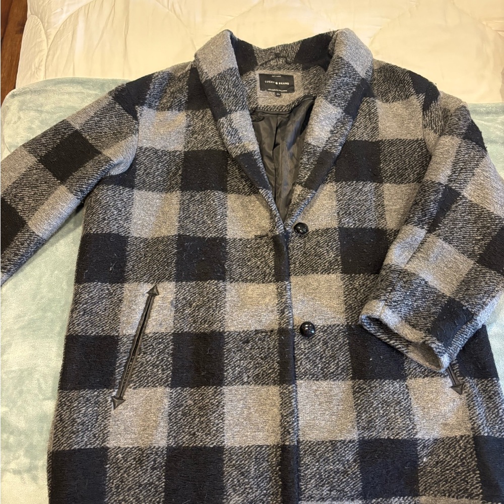 Black and Gray Plaid Coat